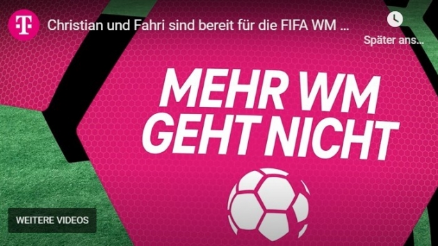 Telekom: "Ein medialer Boykott ist nicht zielführend" - Trotz umstrittener Voraussetzungen der Fußball WM 2022 machen einige Marken Werbung zu dem Anlass. Die Telekom schaltet einen Werbespot - Quelle: Screenshot Telekom Youtube